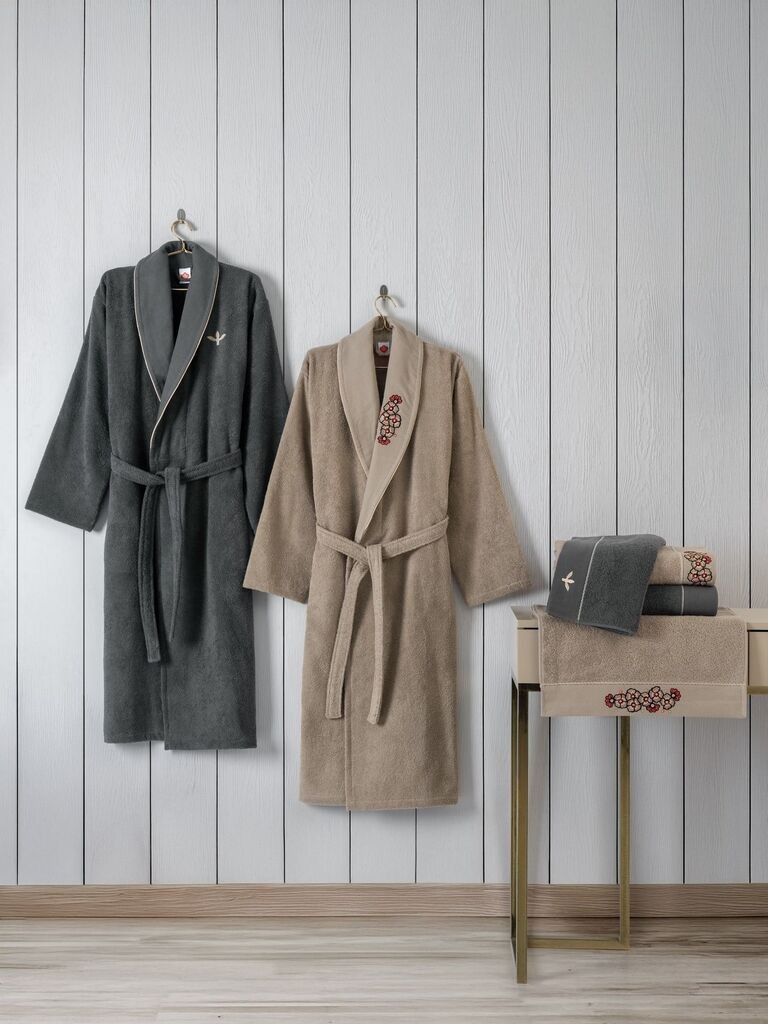 L'essentiel Maison Family set bade mantil sa Yamka peškirima, antracit-bež