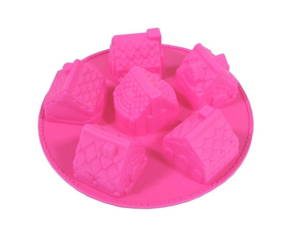 Silikonski kalup za kolače Kućice 9139786, 6 komada, Roze