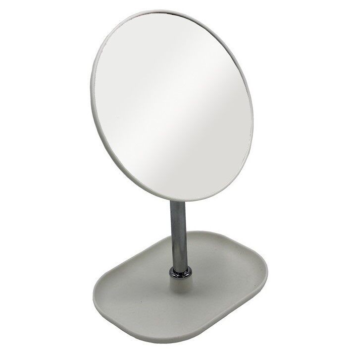 Ogledalo za šminkanje sa postoljem za nakit, Okruglo, Bijelo