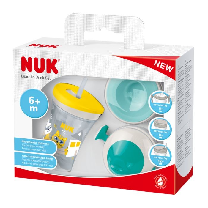 NUK Set za učiti piti sa nastavcima, Žuti