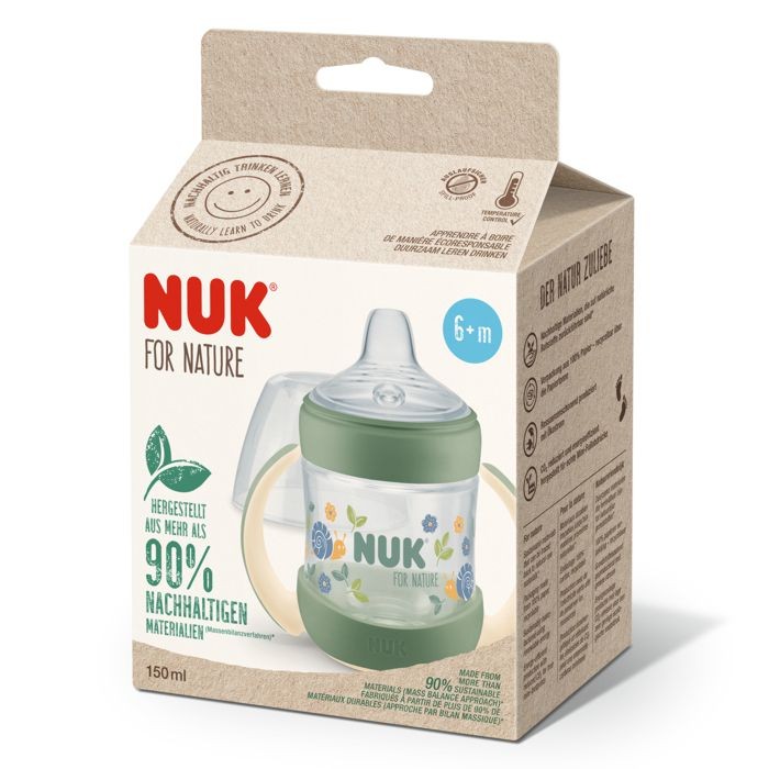 NUK For Nature boca za učiti piti sa indikatorom temperature 150 ml, Zelena