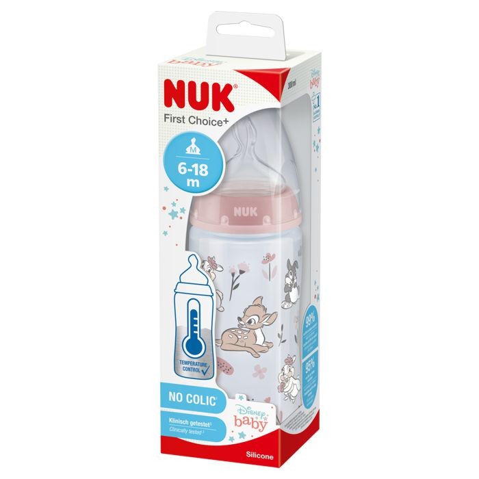 NUK Bočica fc + sa indikatorom temperature 300ml Bambi, Roze