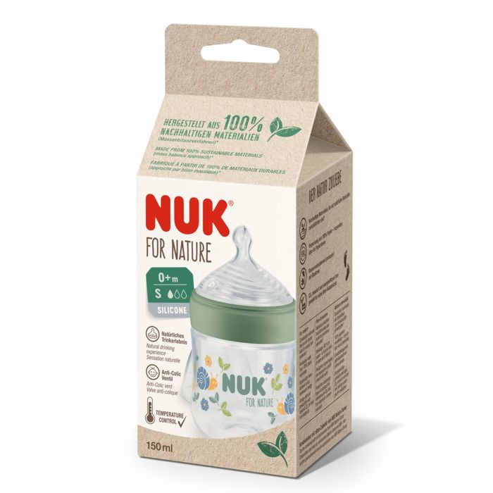 NUK For Nature Bočica sa indikatorom temperature PP 150 ml, Zelena