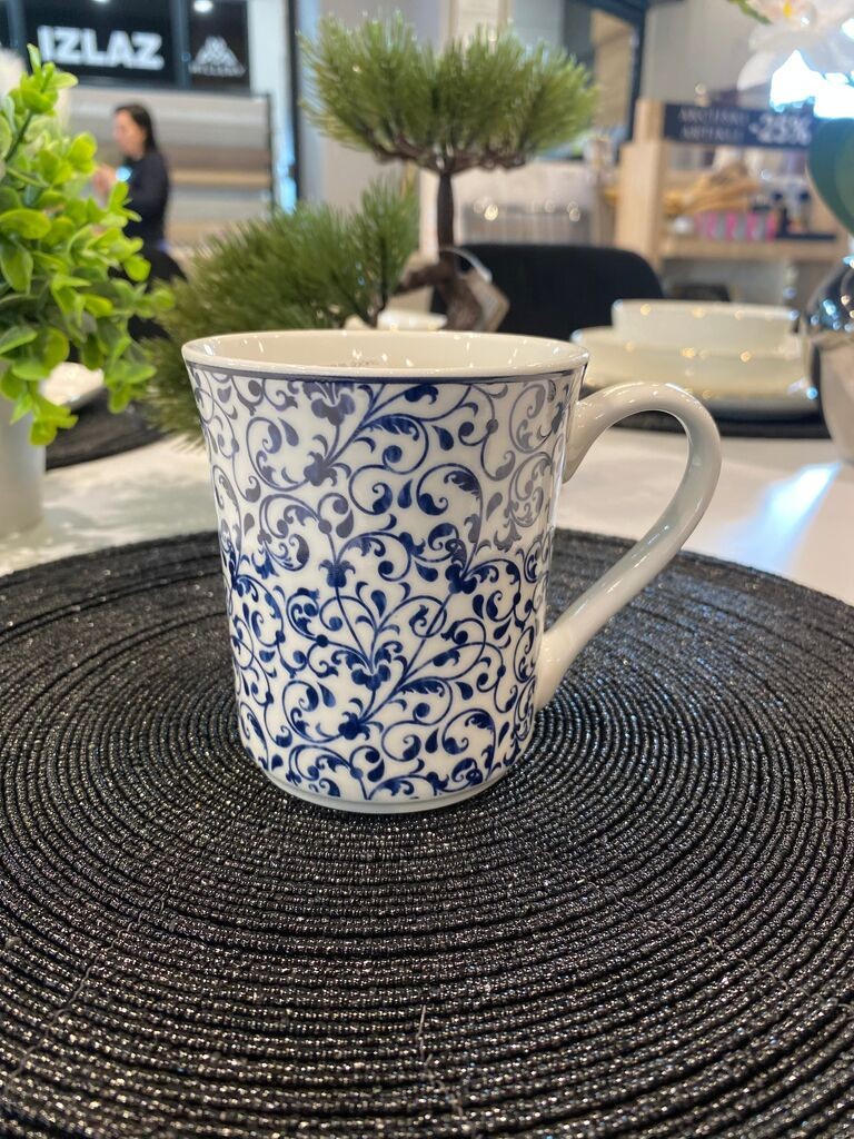 Milleryt Šolja Cvjetovi P/POR-101773, 300 ml, Plavo-bijela