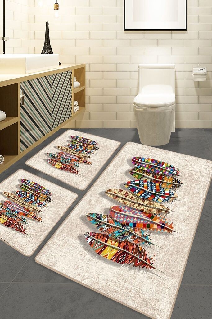 L'essentiel Maison Rovny set tepiha za kupatilo, 3 komada, šareni