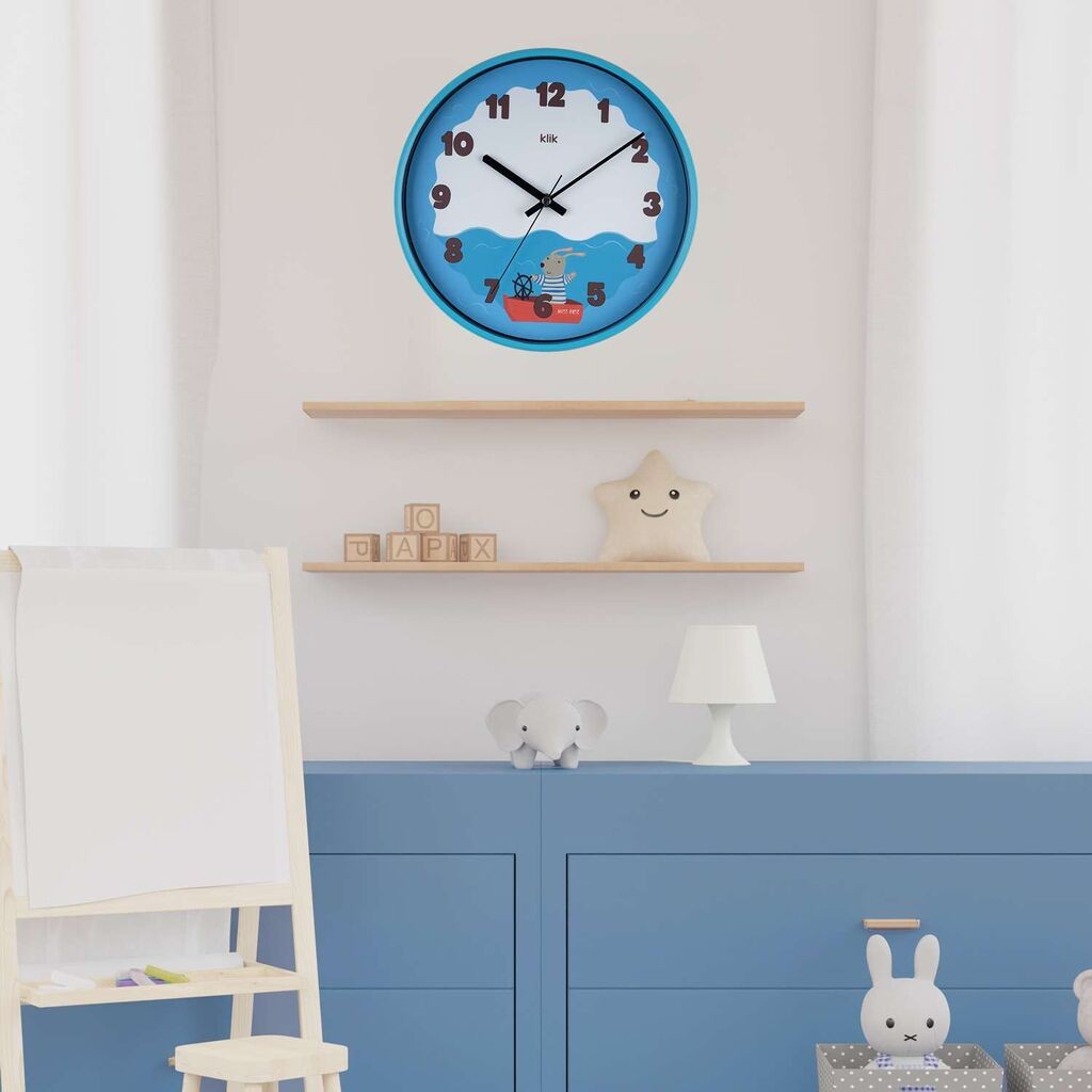 Zidni sat Wallity Sea, 30,5x30,5 cm, plavi