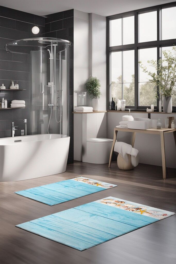 L'essentiel Maison Set tepiha za kupatilo CT-5215, 2 komada, svijetloplava