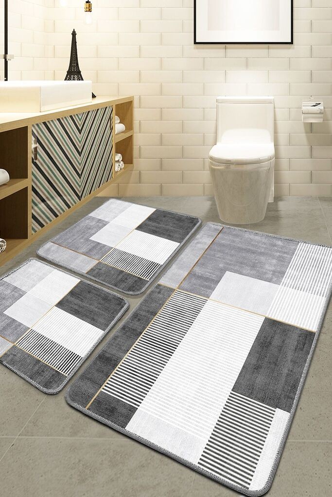 L'essentiel Maison Pendor set prostirki za kupatilo, 3 komada, siva