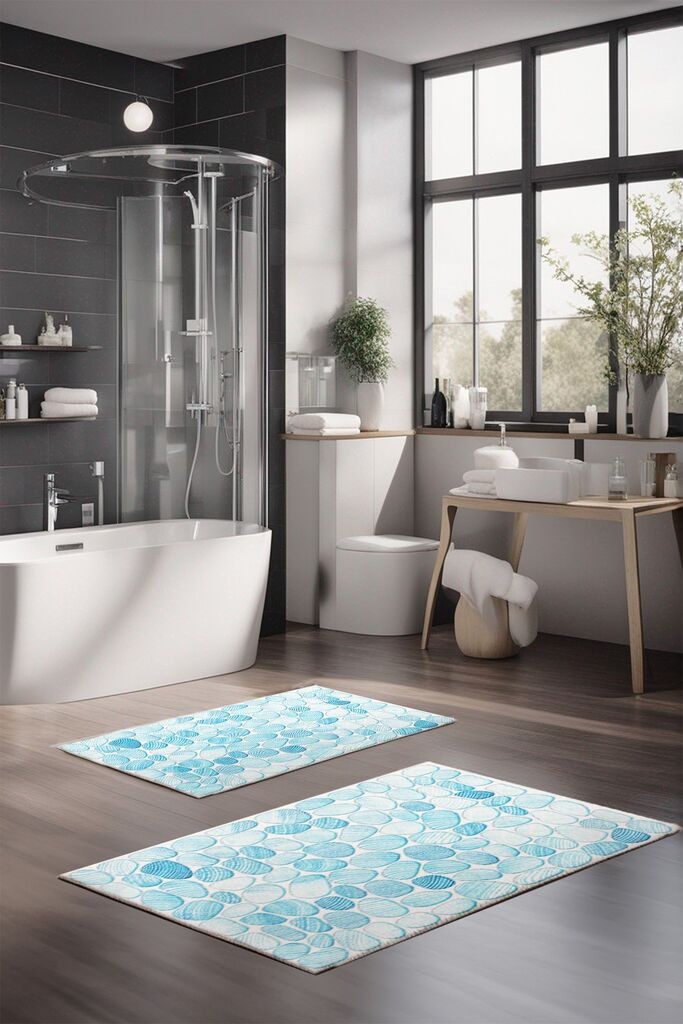 L'essentiel Maison Set tepiha za kupatilo CT-5345, 2 komada, svijetloplava