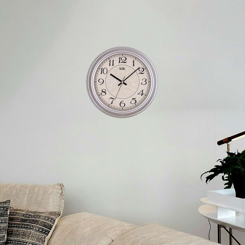 Zidni sat Alfa, 31x31 cm, srebrne boje