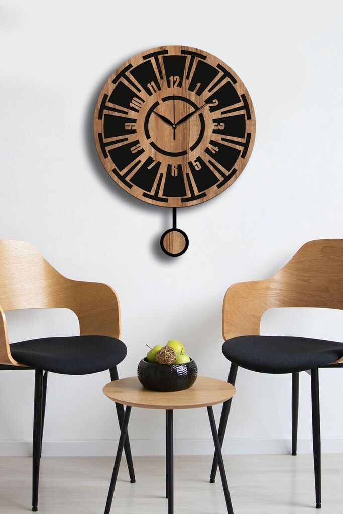 Zidni sat Wallity Vlnt114Mo, 39x50 cm, Orah-crna