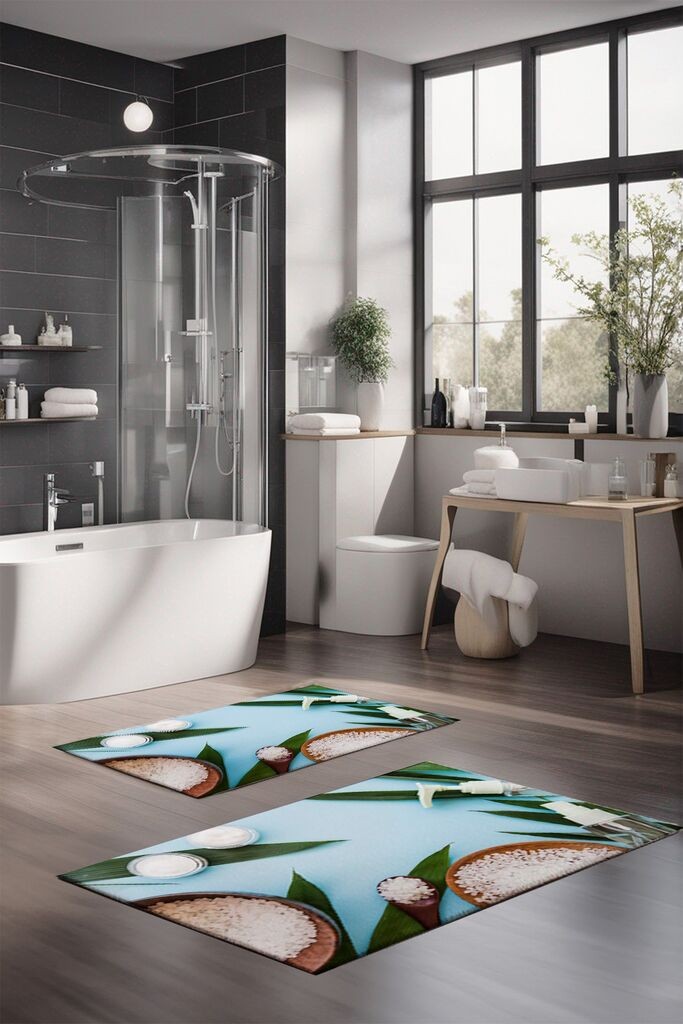 L'essentiel Maison Set tepiha za kupatilo CT-5194, 2 komada, svijetloplava