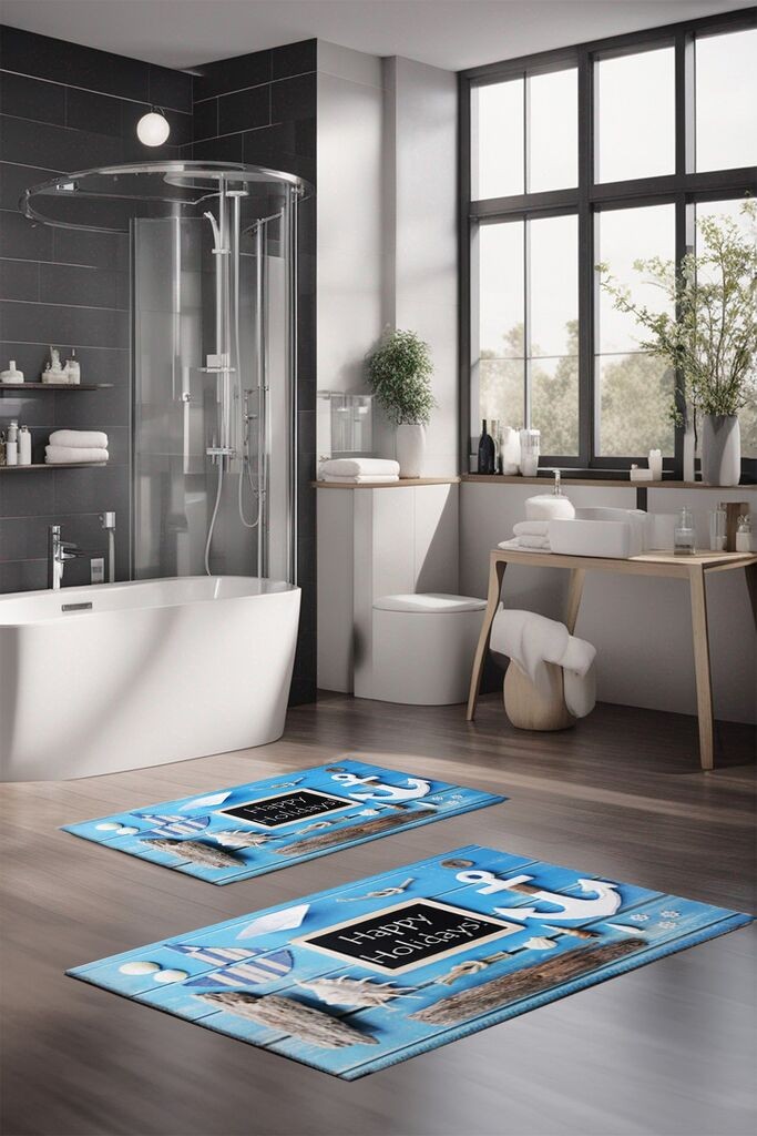 L'essentiel Maison Set tepiha za kupatilo CT-5216, 2 komada, svijetloplava