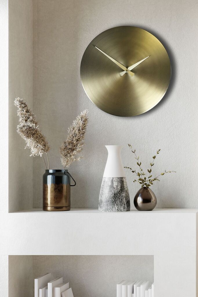 Zidni sat Wallity 35Sivmetsaat, 35x35 cm, zlatne boje