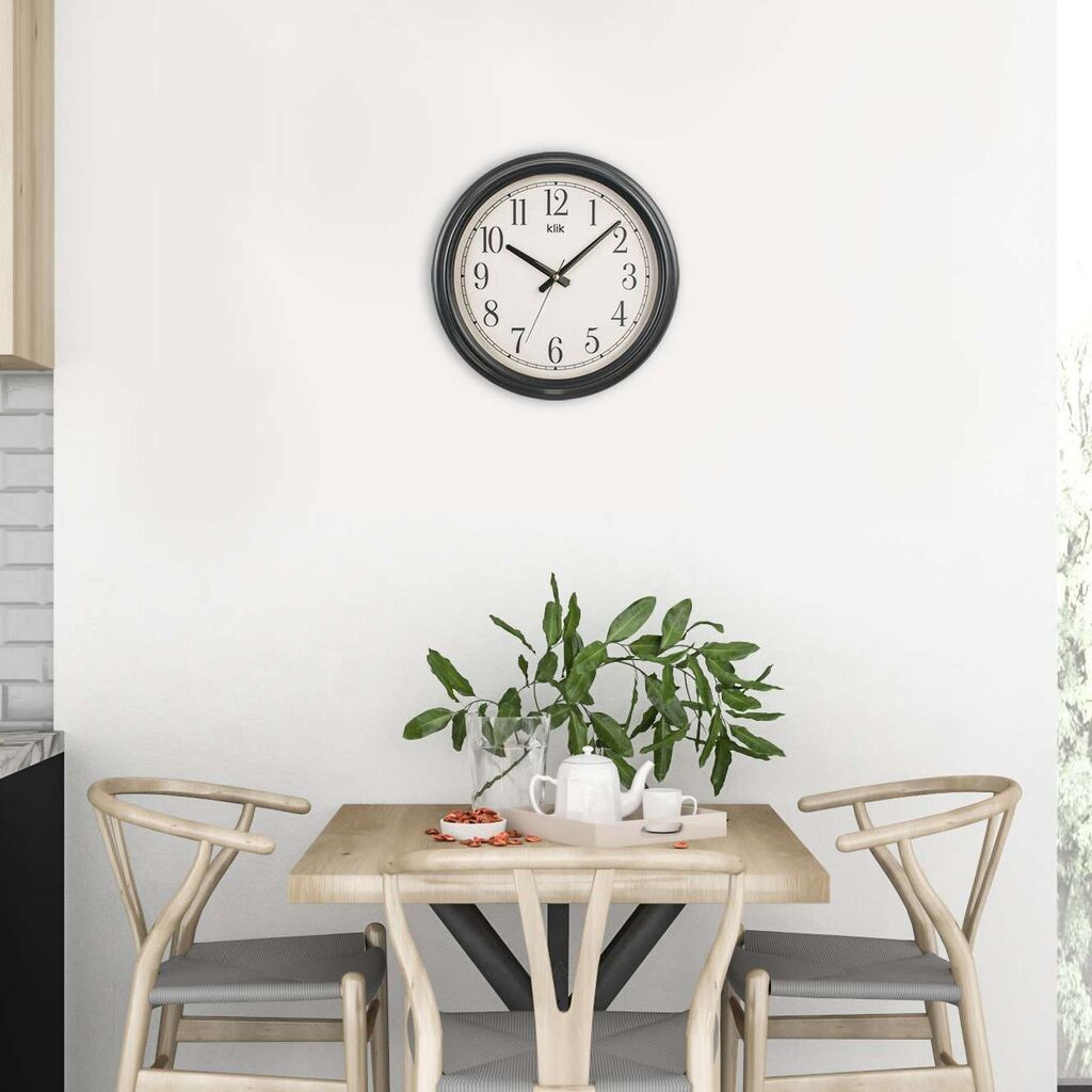 Zidni sat Beta, 38x38 cm, crni