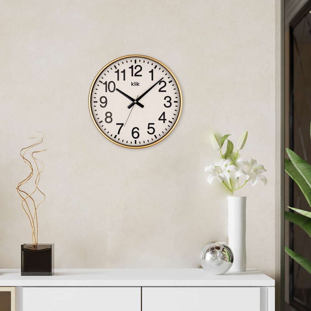 Zidni sat Wallity Simplex, 38x38 cm, zlatne boje