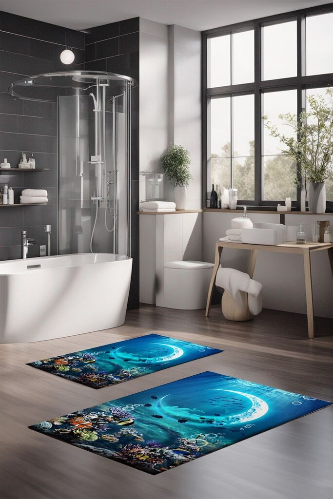 L'essentiel Maison Set prostirki za kupatilo CT-5372, 2 komada, plava