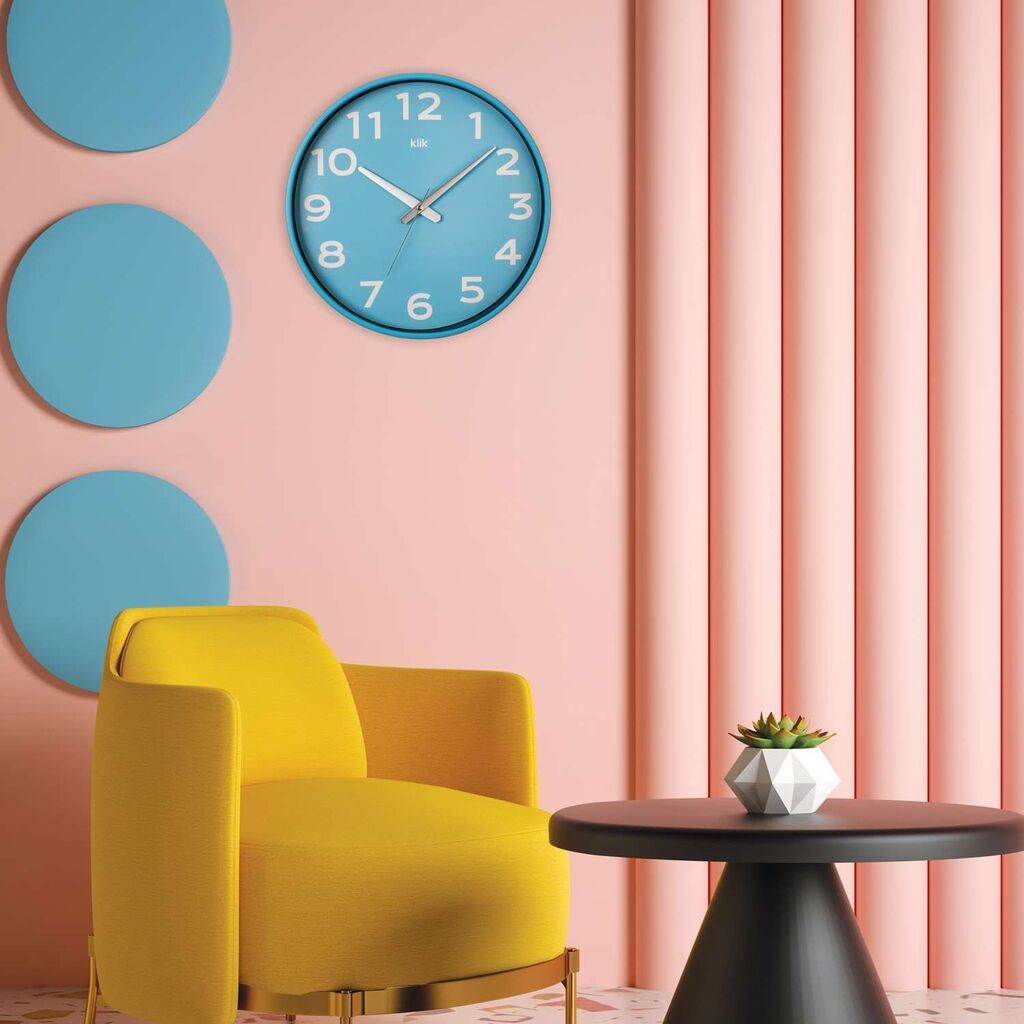 Zidni sat Wallity Joy, 38x38 cm, Plavi