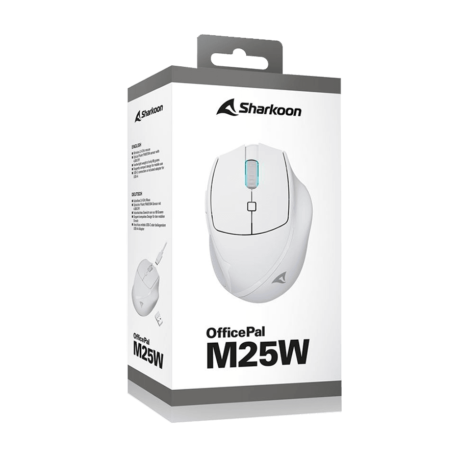 Sharkoon Bežični miš OfficePal M25W, Wire dual mode, Bijeli