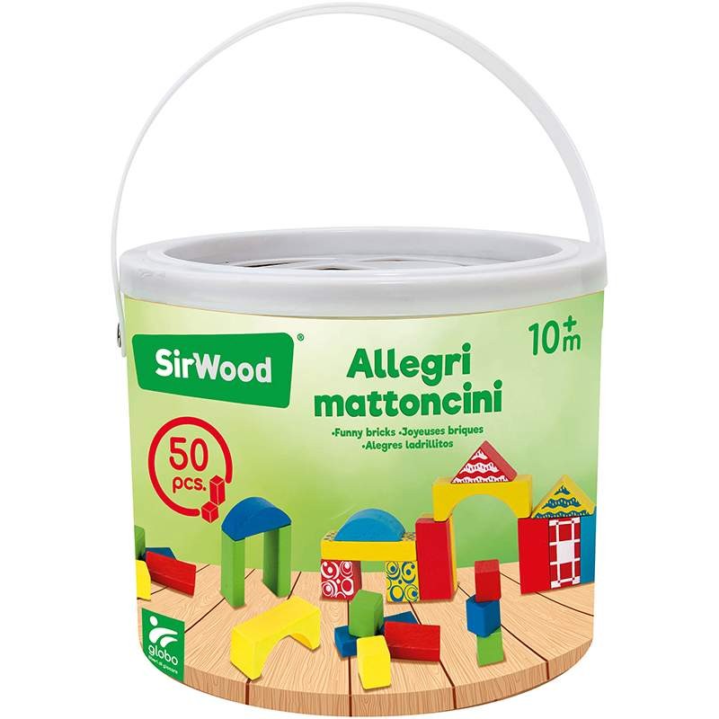 GLOBO Drvene obojene kockice u kantici 50kom, Šarena