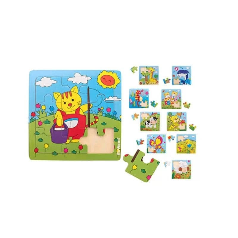 GLOBO Male drvene puzzle, Šarene