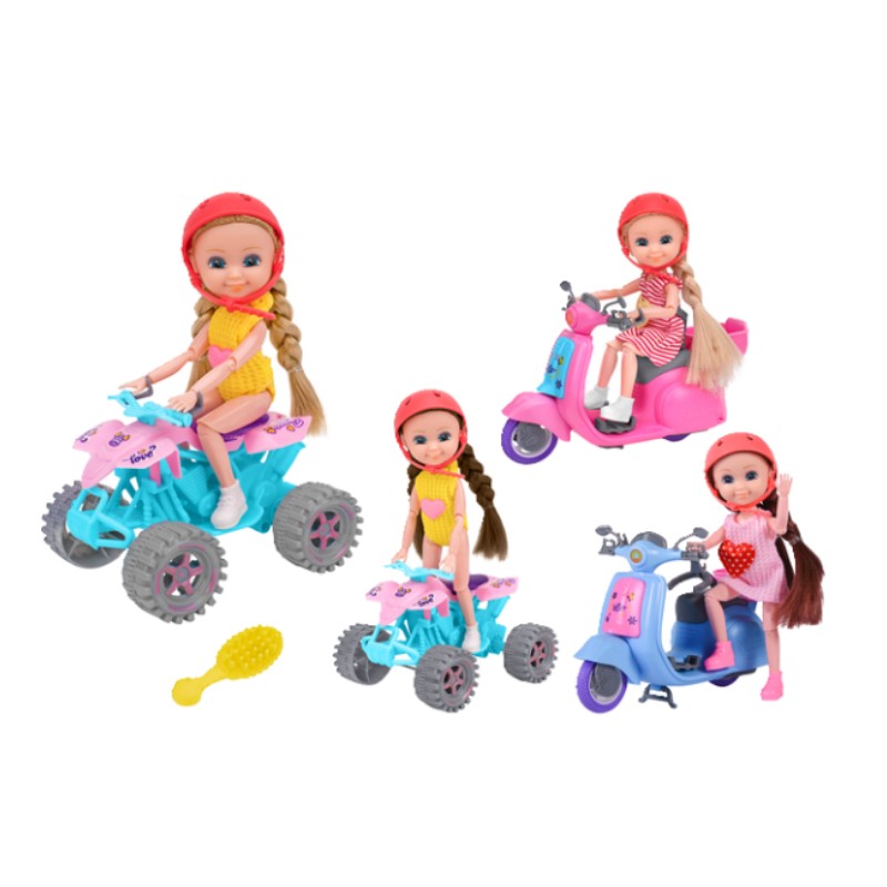 GLOBO Olly Mini lutka sa skuterom/kvadom, Roze