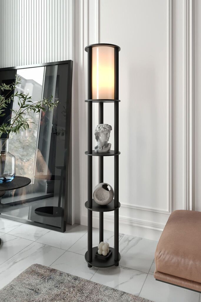 Opviq podna lampa Estantes okrugla, 150 cm, crna