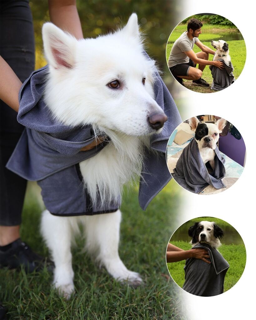 Peškir za pse Paws & Whiskers Mictow 80, 80 x 120 cm, sivi