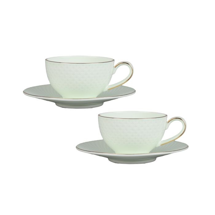 Lijepe kućne stvari Set porculanskih šoljica i tanjir Artascope, 2 kom, Menta