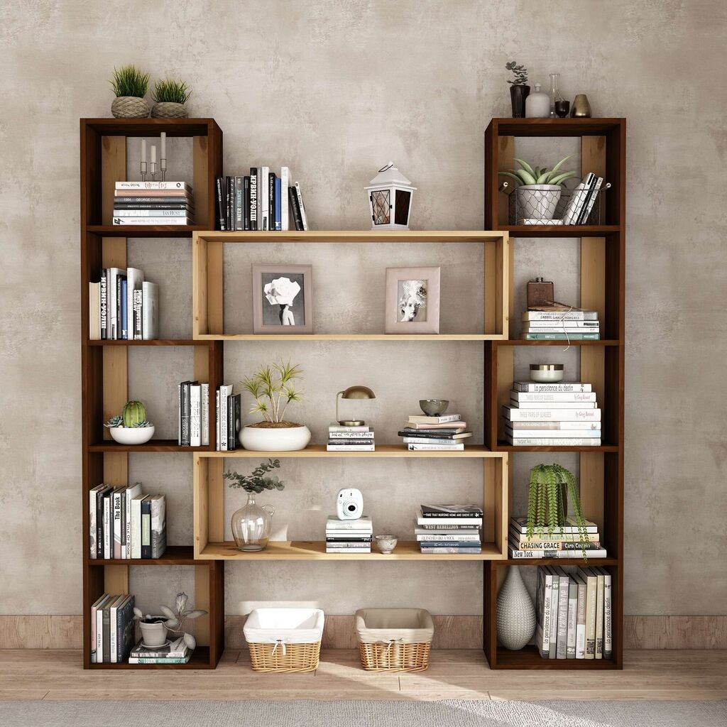 Hanah Home Bookshelf CPT6013-200114-190x200x25 cm, Smeđa