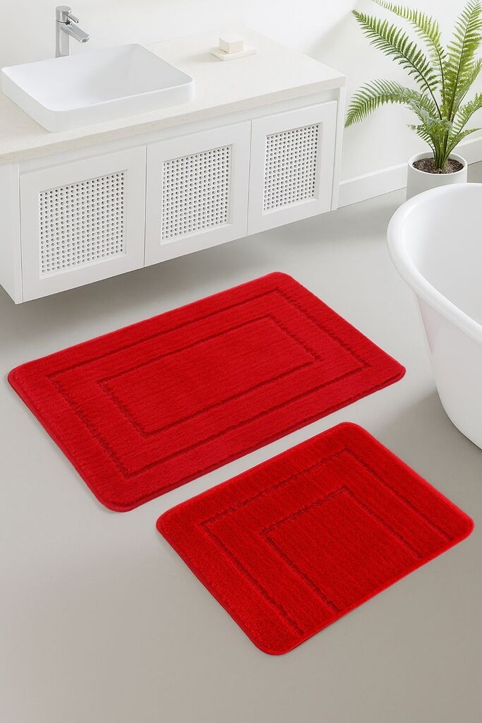 L'essentiel Maison Cerceve set tepiha za kupatilo, 2 komada, crvena
