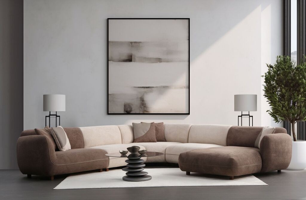 Atelier del Sofa Kutna garnitura Pavia, 335x335x75 cm, Krem-smeđa