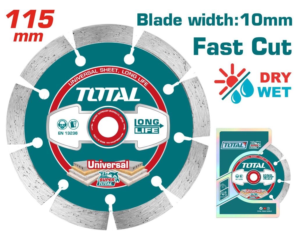 Total Tools Dijamantna rezna ploča 115x22 mm, Suho rezanje