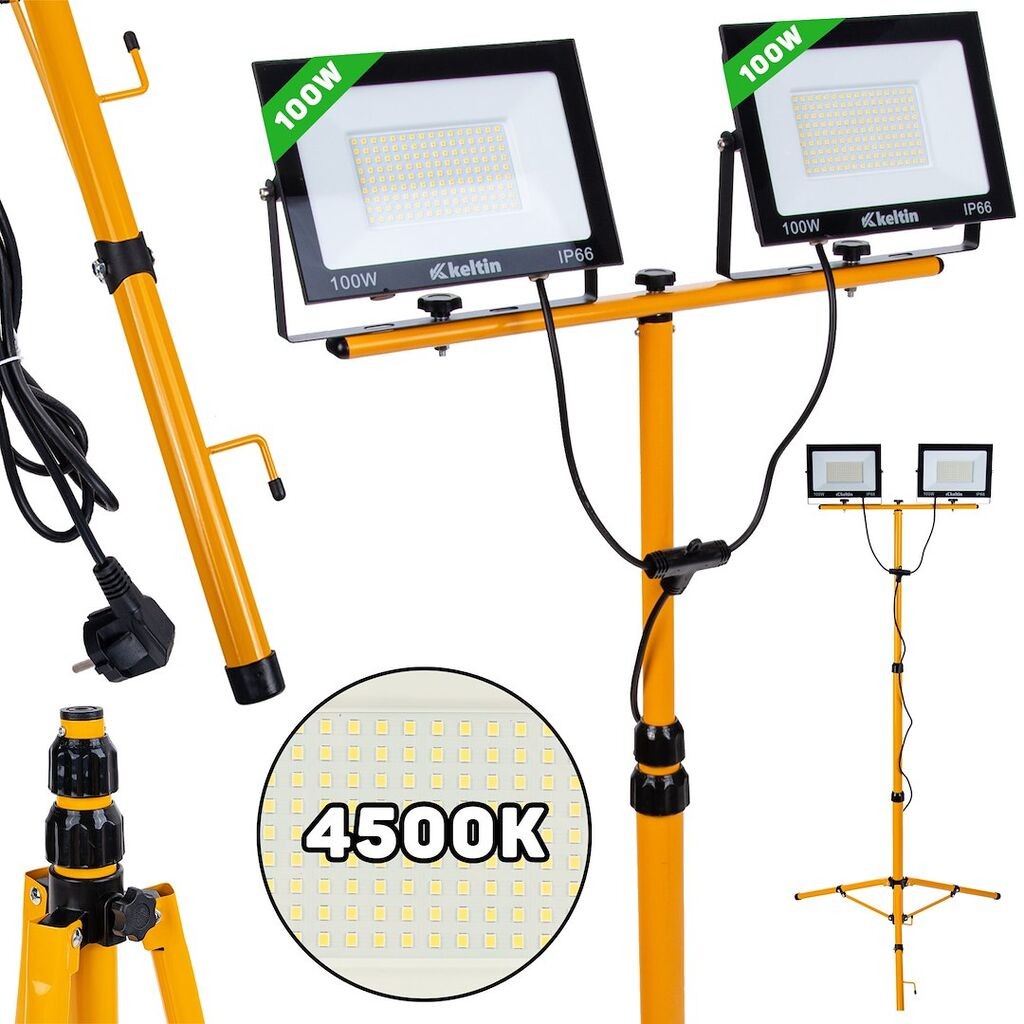 Keltin LED reflektor, 2x100 W, Teleskopski konstrukcijski stativ, 4500K