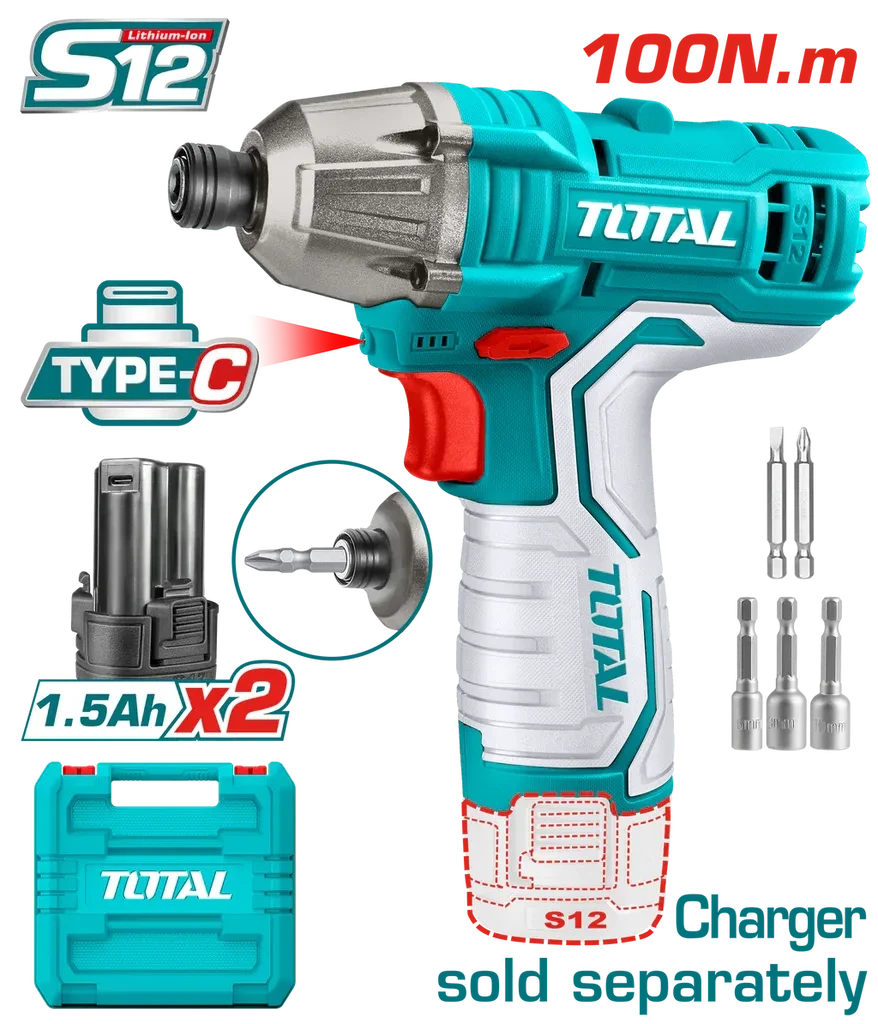 Total Tools Aku udarni odvijač 12 V, 100 Nm