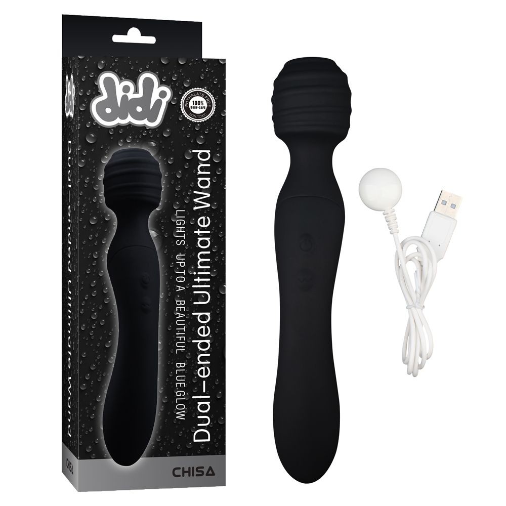 Chisa Vibrator Dual-Ended Wand, Crni