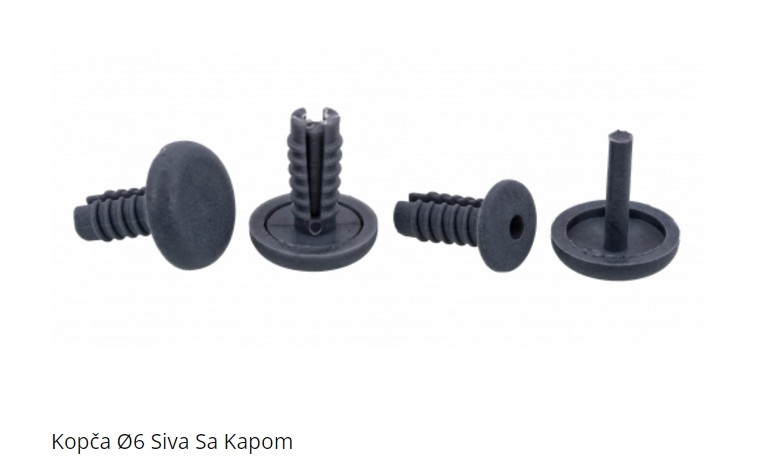 Kopča Tapacirunga Univerzalna Sa Kapom Fi6Mm Siva