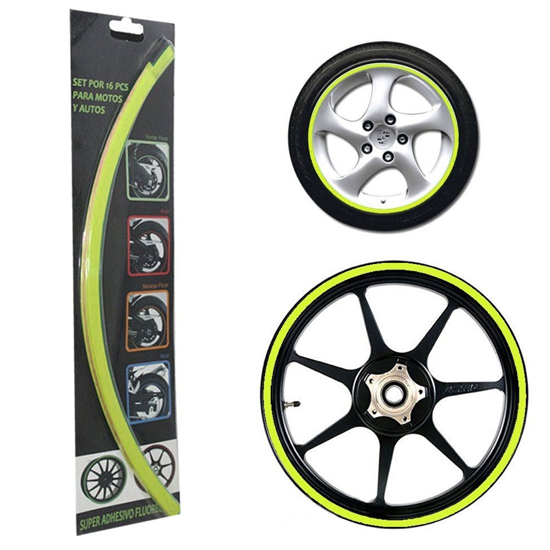 Fluorescentna Traka Za Felge Zelena (Set 16 Naljepnica)