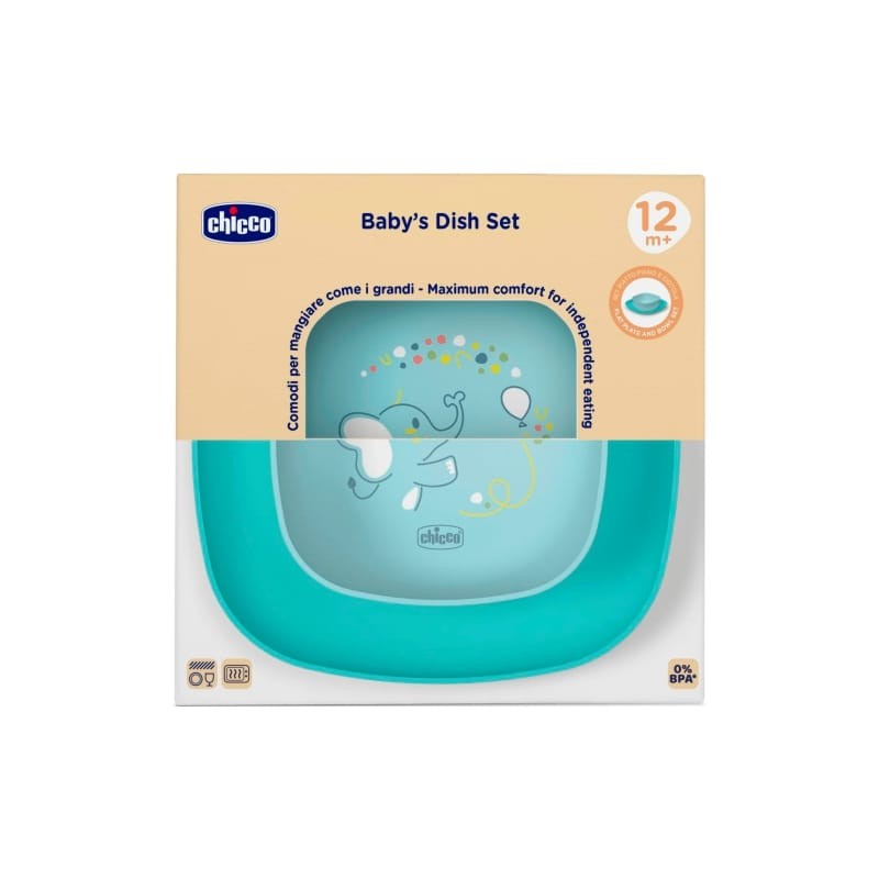 Chicco Set tanjura za jelo, 12m+, Plavi