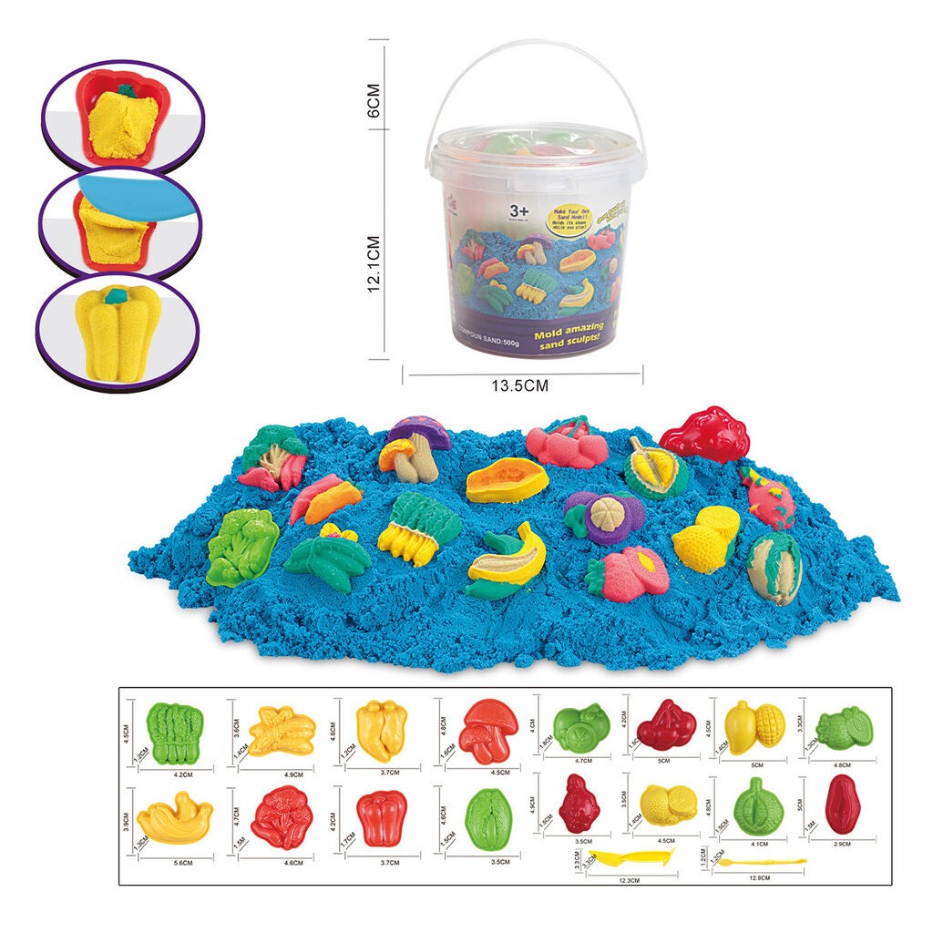 Kinetički pijesak za oblikovanje u kantici, 16 kalupa