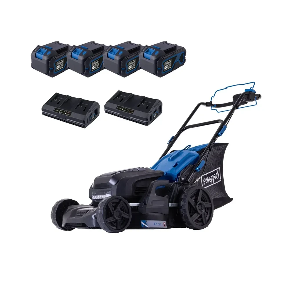 Scheppach Samohodna aku kosačica kosilica brushless IXES BC-MP470-X, Set XLx2, 4x4Ah, Plavo-crni