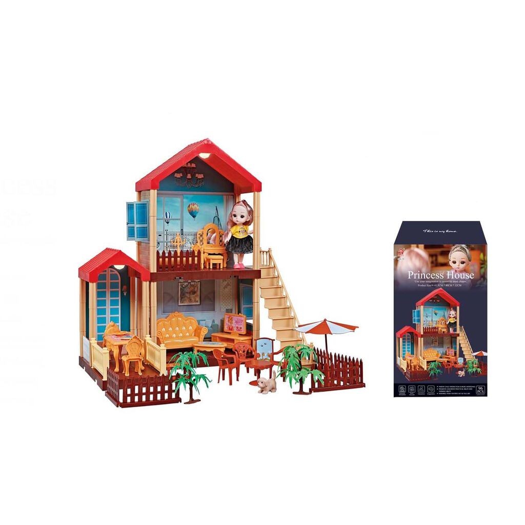 Princezina kućica set, Svjetlo, Baterije, 96-dijelova