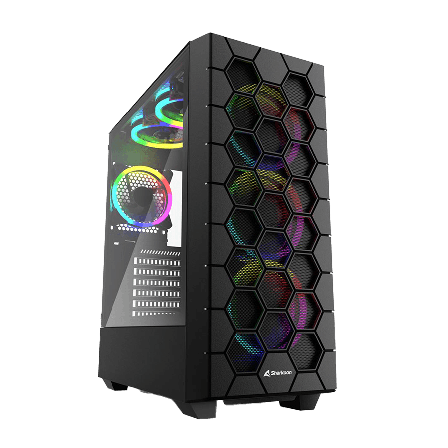 Sharkoon Kućište gaming RGB HEX bk ATX, Tempered Glass, Ventilator 4x120mm, Crno