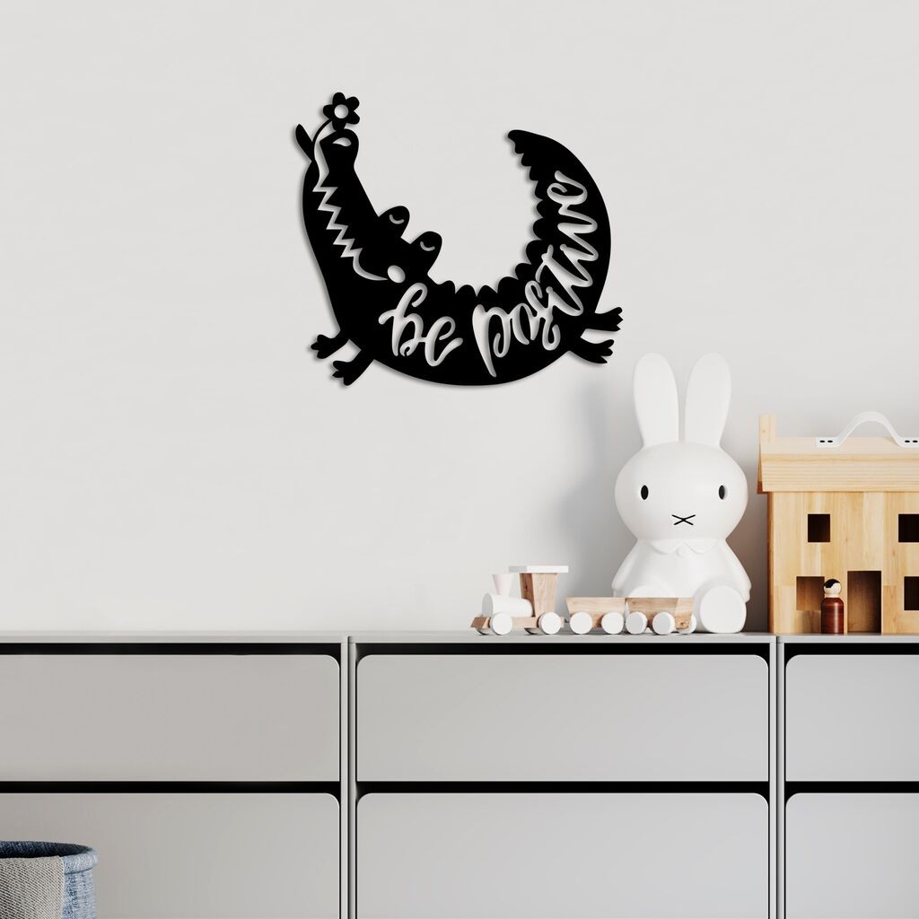 Wallity Zidna dekoracija Budi pozitivan, 52x46cm, Crna