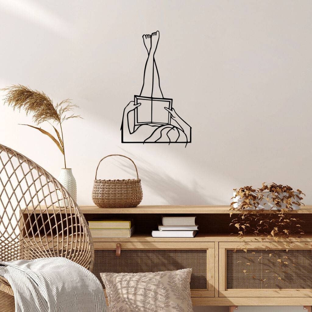 Zidna dekoracija Wallity i ljubavno čitanje-521, 42x69cm, crna