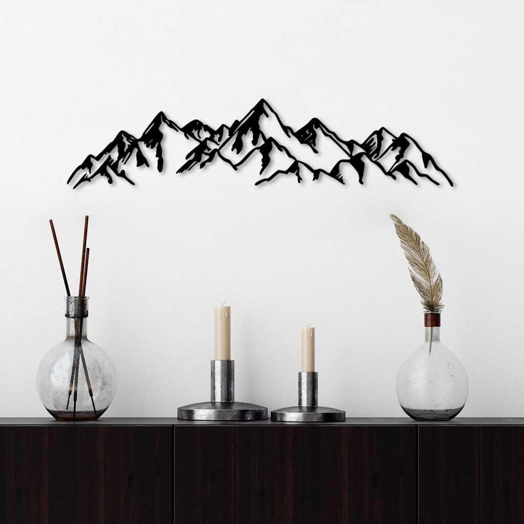 Wallity Zidna dekoracija Pogled na planine-1, 62x14cm, Crna