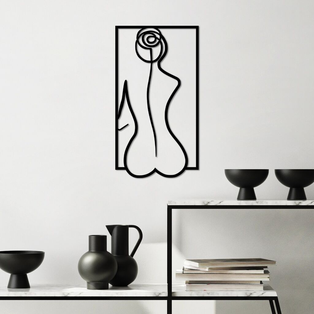 Wallity Zidna dekoracija Ruža Silueta-M, 50x27cm, Crna