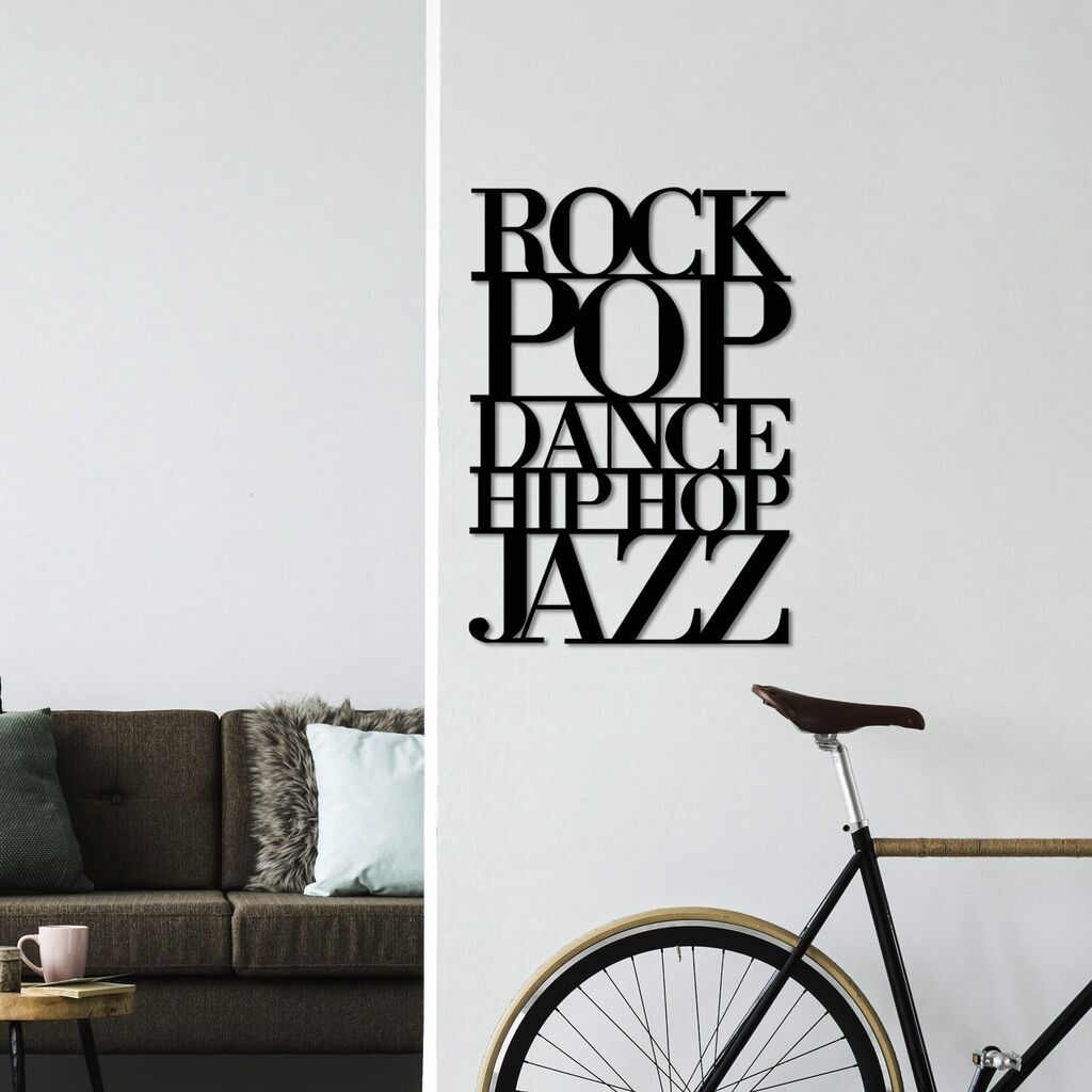 Wallity Zidna dekoracija Volimo muziku-M, 57x40cm, Crna