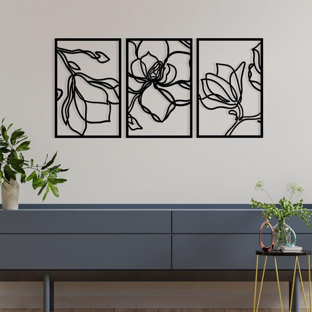 Zidna dekoracija Wallity Adda, 120x56,5 cm, crna