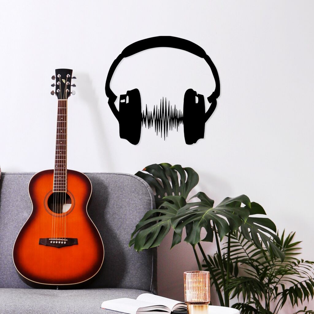Zidna dekoracija Samo muzika, 66x70cm, Crna
